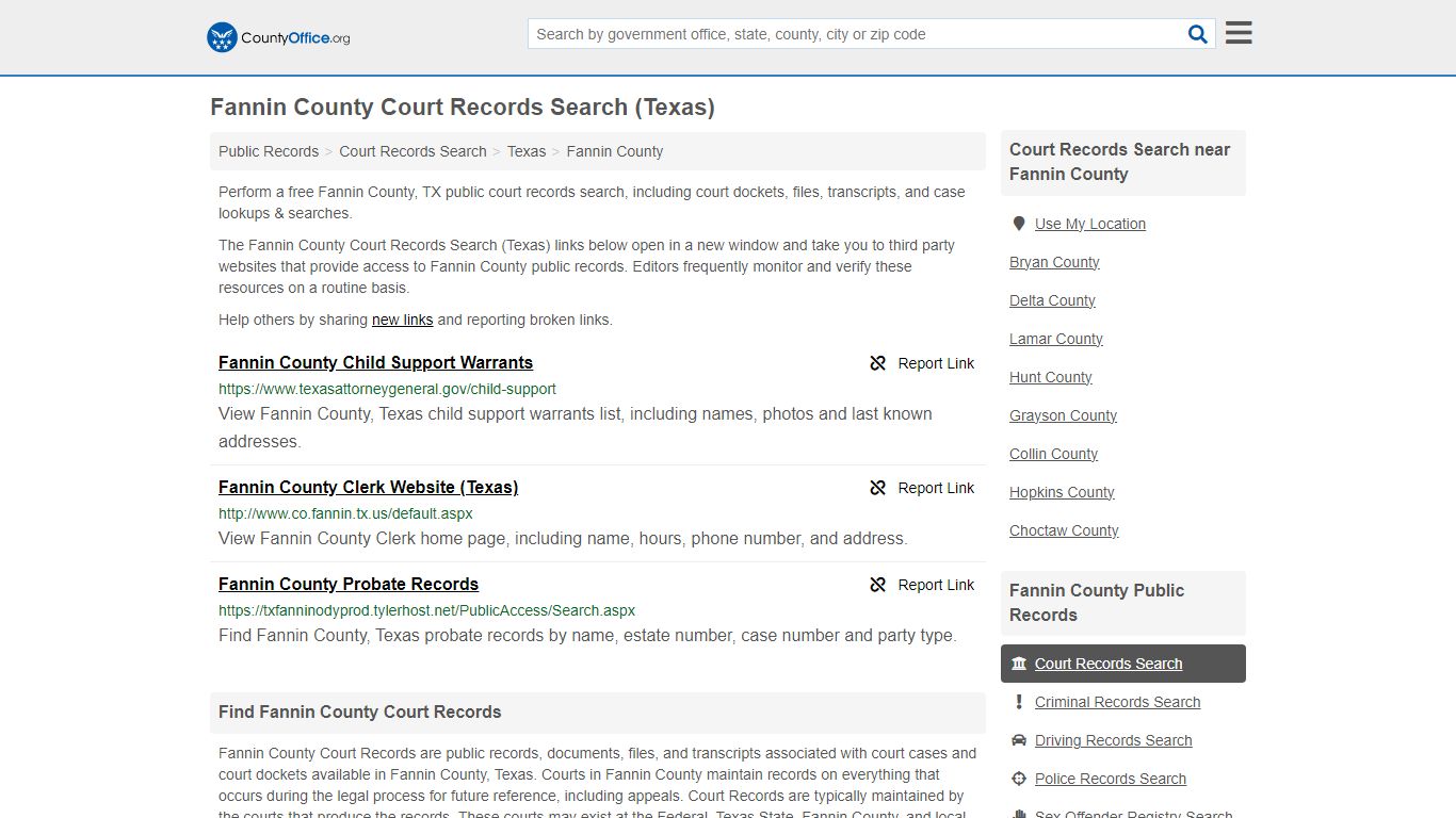Fannin County Court Records Search (Texas) - County Office